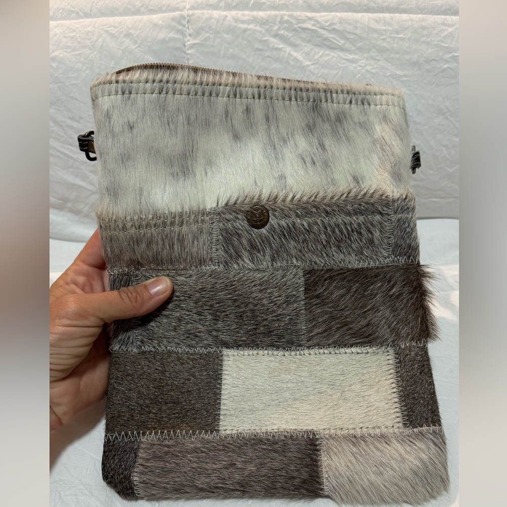 Myra Bag Cube Upcycled Leather & Cowhide Crossbody Bag